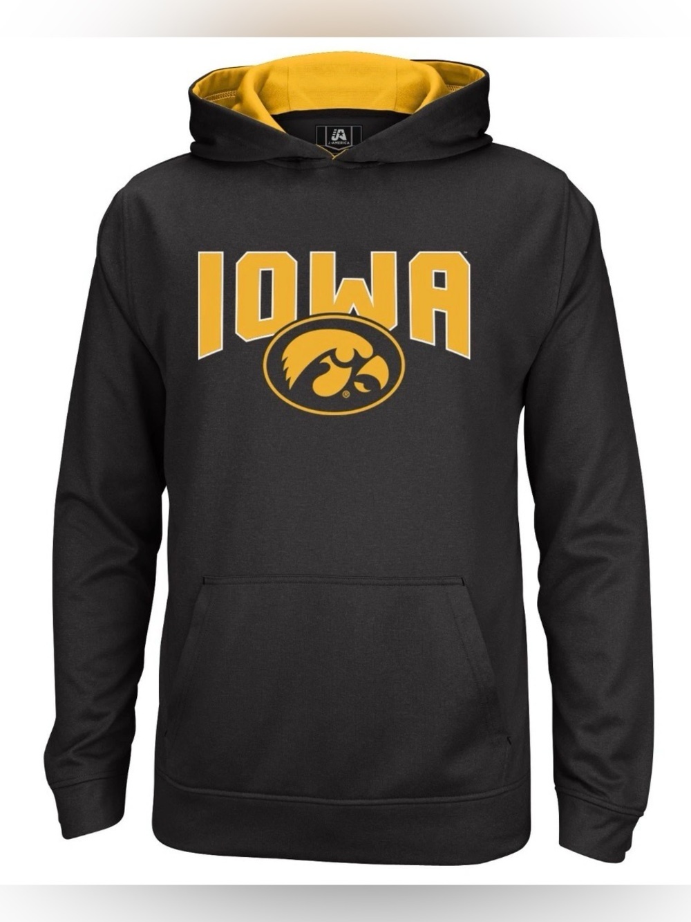 NWT [J. America] Iowa Hawkeyes NCAA Black/Gold Hoodie hooded Sweatshirt Youth S